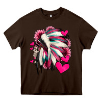 Chocolate Brown indian headdress with hearts valentine's day Heavy Core Tee - Jasminsmagicworld