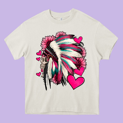 Indian Headdress With Hearts Valentine's Day Heavy Core Tee Designed By Jasminsmagicworld
