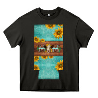 Asphalt mom hereford cattle sunflowers on tooled leather slim can cooler Heavy Core Tee - BarkalooDesign