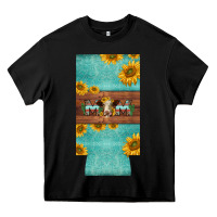 Black mom hereford cattle sunflowers on tooled leather slim can cooler Heavy Core Tee - BarkalooDesign