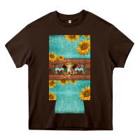 Chocolate Brown mom hereford cattle sunflowers on tooled leather slim can cooler Heavy Core Tee - BarkalooDesign