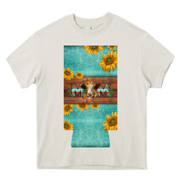 Cream mom hereford cattle sunflowers on tooled leather slim can cooler Heavy Core Tee - BarkalooDesign