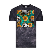 Cloud Black soccer balls and sunflowers with leopard and gemstone seamless pattern Vintage Tee - BundleAndBundleShop