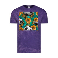 Cloud Purple soccer balls and sunflowers with leopard and gemstone seamless pattern Vintage Tee - BundleAndBundleShop