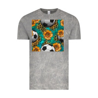 Soccer Balls And Sunflowers With Leopard And Gemstone Seamless Pattern Vintage Tee | Teevron