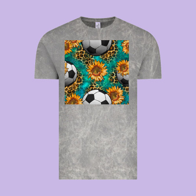 Soccer Balls And Sunflowers With Leopard And Gemstone Seamless Pattern Vintage Tee Designed By Bundleandbundleshop