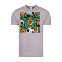 Vintage Zinc soccer balls and sunflowers with leopard and gemstone seamless pattern Vintage Tee - BundleAndBundleShop