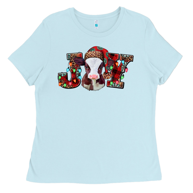 Joy Baby Cow Christmas Ladies Tee by Jasminsmagicworld | Teevron