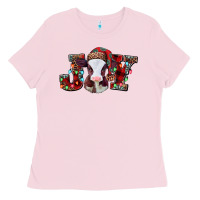 Bubblegum Pink joy baby cow christmas Ladies Tee - Jasminsmagicworld