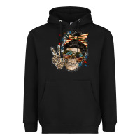 Black American Mother skull Heavyweight Hoodie - FaDigitalArtStudio