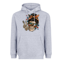 Heather Grey American Mother skull Heavyweight Hoodie - FaDigitalArtStudio