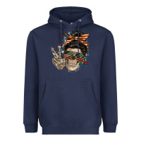 Navy American Mother skull Heavyweight Hoodie - FaDigitalArtStudio