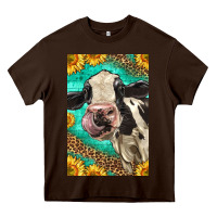 Chocolate Brown Western Holstein Cow Heavy Core Tee - LillyAllenDesigns