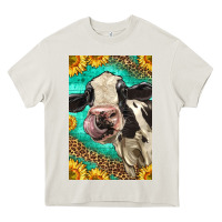 Cream Western Holstein Cow Heavy Core Tee - LillyAllenDesigns
