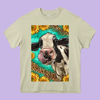 Western Holstein Cow Heavy Core Tee Designed By Lillyallendesigns