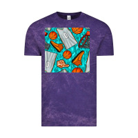 Cloud Purple basketball uniform and hoop seamless pattern Vintage Tee - BundleAndBundleShop