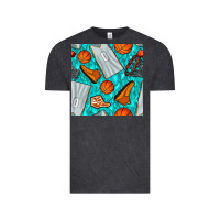 Vintage Black basketball uniform and hoop seamless pattern Vintage Tee - BundleAndBundleShop