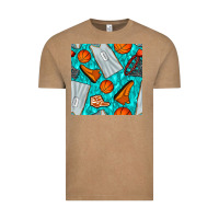 Vintage Coffee basketball uniform and hoop seamless pattern Vintage Tee - BundleAndBundleShop