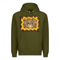 Army Green Baby Cow Leopard Sunflowers Premium Hoodie - CowCowDesign