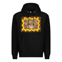 Black Baby Cow Leopard Sunflowers Premium Hoodie - CowCowDesign