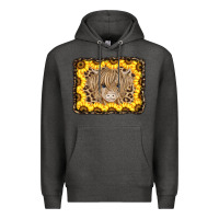 Charcoal Heather Baby Cow Leopard Sunflowers Premium Hoodie - CowCowDesign