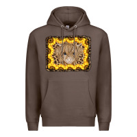 Coffee Baby Cow Leopard Sunflowers Premium Hoodie - CowCowDesign