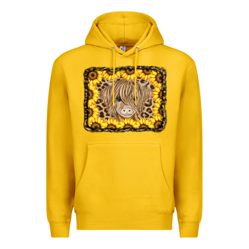 Baby Cow Leopard Sunflowers Premium Hoodie by CowCowDesign | Teevron