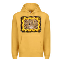 Mustard Baby Cow Leopard Sunflowers Premium Hoodie - CowCowDesign