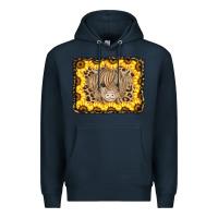 Navy Baby Cow Leopard Sunflowers Premium Hoodie - CowCowDesign