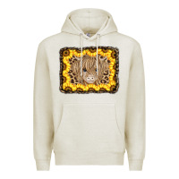 Oatmeal Heather Baby Cow Leopard Sunflowers Premium Hoodie - CowCowDesign