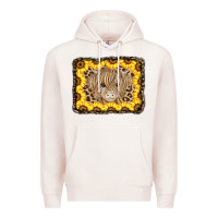 Pale Pink Baby Cow Leopard Sunflowers Premium Hoodie - CowCowDesign