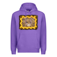 Purple Baby Cow Leopard Sunflowers Premium Hoodie - CowCowDesign
