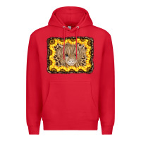 Red Baby Cow Leopard Sunflowers Premium Hoodie - CowCowDesign