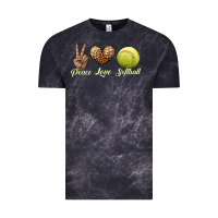 Cloud Black peace love softball Vintage Tee - JahusDesignShop