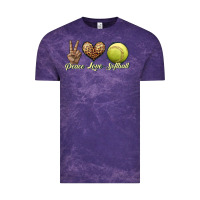 Cloud Purple peace love softball Vintage Tee - JahusDesignShop