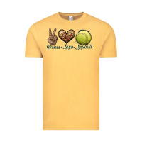 Vintage Mustard peace love softball Vintage Tee - JahusDesignShop