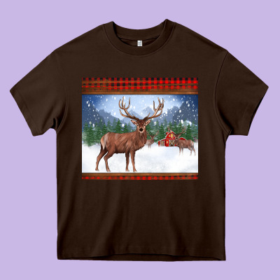 Christmas Reindeer Red Barn Country Farm Christmas Heavy Core Tee Designed By Barkaloodesign