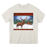 Cream christmas reindeer red barn country farm christmas Heavy Core Tee - BarkalooDesign