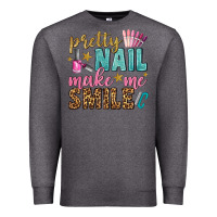 Charcoal Heather pretty nail make me smile bbs Premium Sweatshirt - BundleAndBundleShop