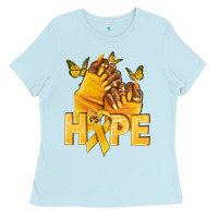 Baby Blue hope yellowribbonchildhood cancer nails Ladies Tee - NancyCooperArtShop
