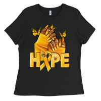 Black hope yellowribbonchildhood cancer nails Ladies Tee - NancyCooperArtShop