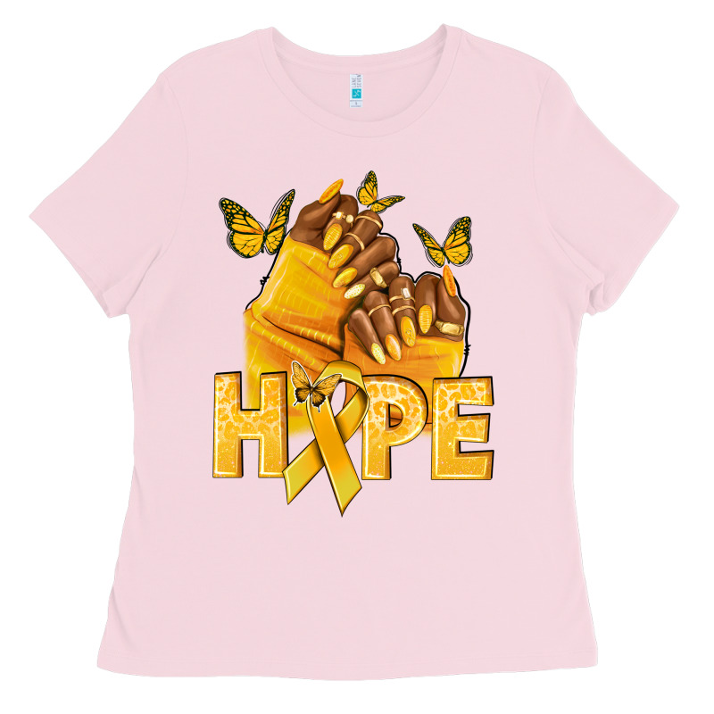 Hope Yellowribbonchildhood Cancer Nails Ladies Tee by NancyCooperArtShop | Teevron