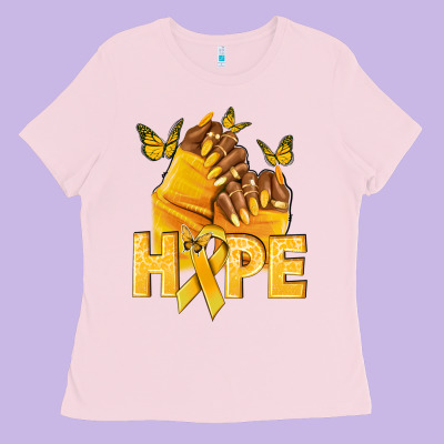 Hope Yellowribbonchildhood Cancer Nails Ladies Tee Designed By Nancycooperartshop
