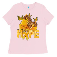 Bubblegum Pink hope yellowribbonchildhood cancer nails Ladies Tee - NancyCooperArtShop
