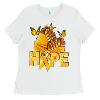 White hope yellowribbonchildhood cancer nails Ladies Tee - NancyCooperArtShop