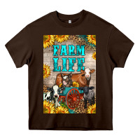 Chocolate Brown Western Farm Life Heavy Core Tee - LillyAllenDesigns