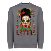 Storm Proud Latina Skull Girl Messy Bun Heavyweight Sweatshirt - texasbilliewilder
