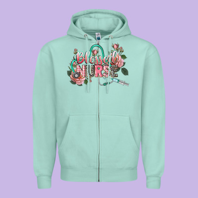 Blessed Nurse Zipper Hoodie Designed By Cowgirlartshop