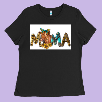 Western Cow Red Angus Mama Ladies Tee Designed By Lillyallendesigns