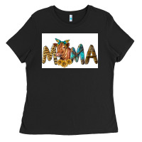 Black Western Cow Red Angus Mama Ladies Tee - LillyAllenDesigns